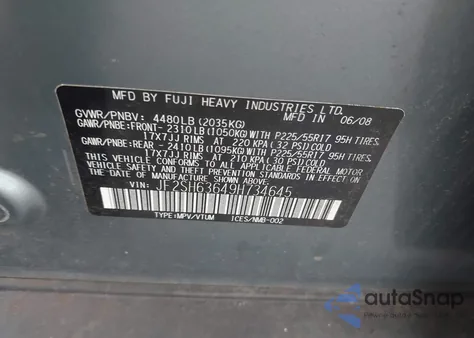 2009 Subaru Forester 2.5X from USA, damaged, VIN JF2SH63649H734645